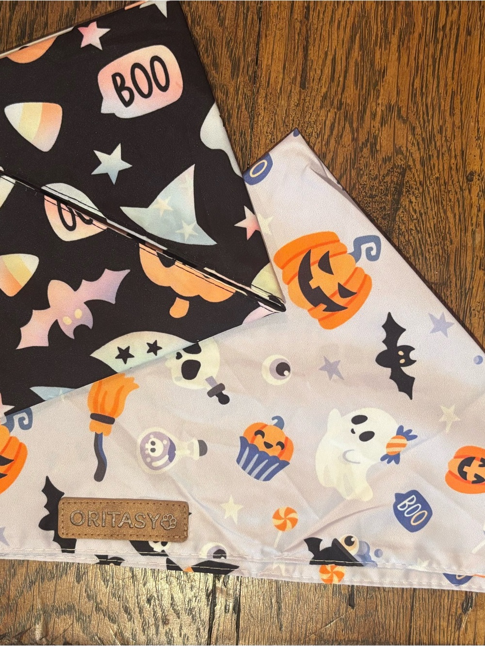 Oritasy Dog Halloween Bandanas- Pastel Orange & Black